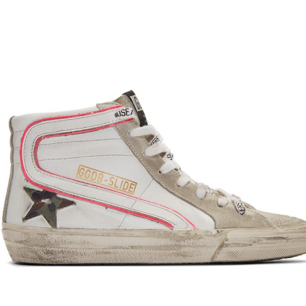 White and pink Golden Goose high star sneakers, Euro 37